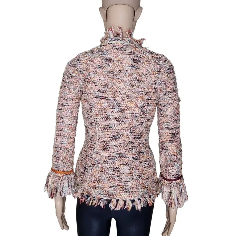 Angel of the north Anthropologie women's Size XS wool blend knit fringe jacket - Picture 6 of 9